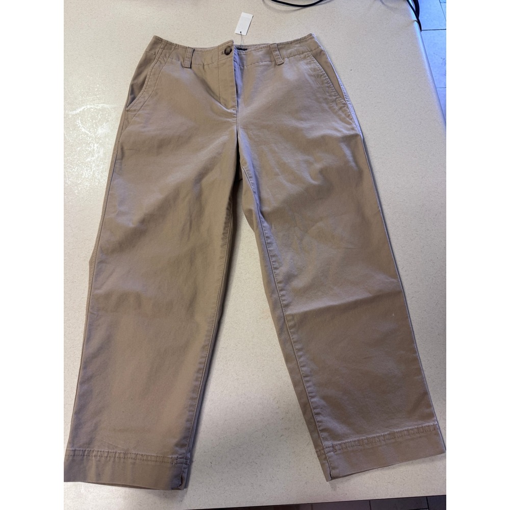 Talbots Womens Petite 4P Tan Khaki Chino Pants Straight Leg Cropped Trousers NEW